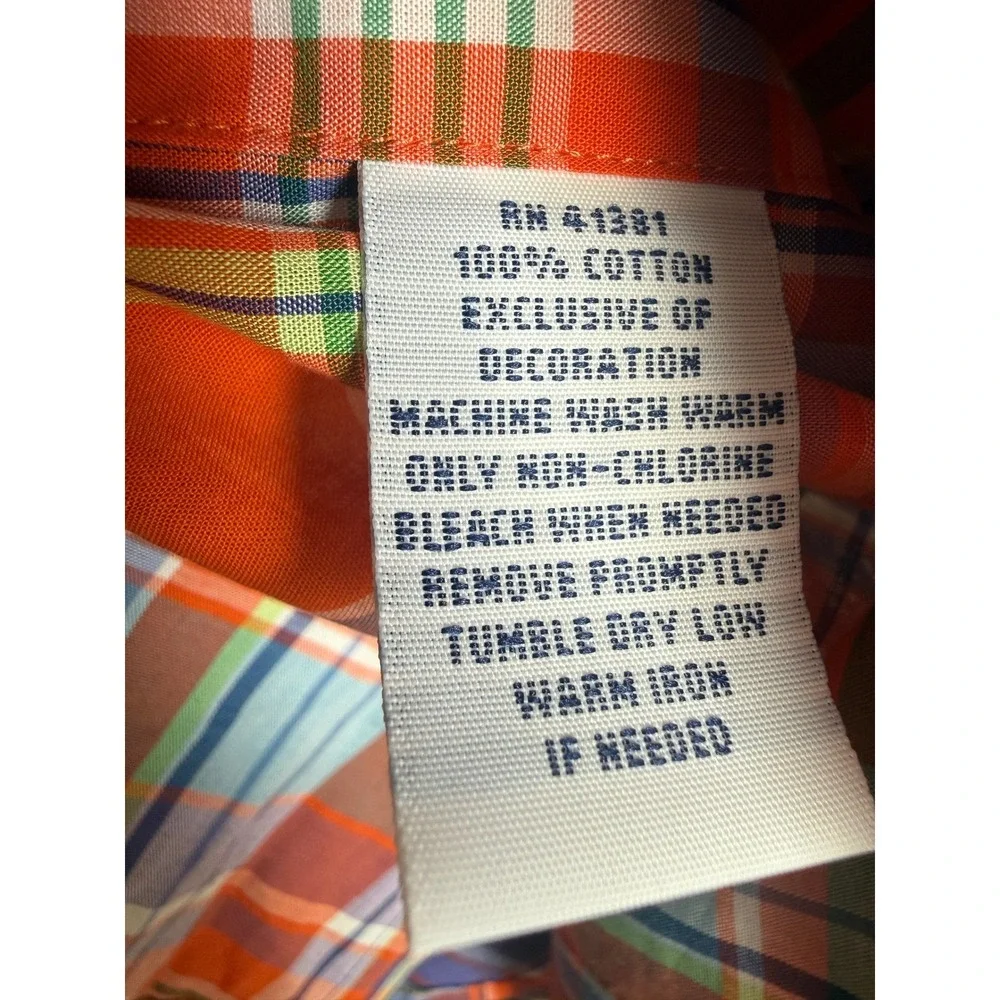 Ralph Lauren Mens Large Orange Multi Plaid Long Sleeve Button Down Shirt